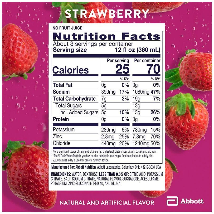 Pedialyte Electrolyte Solution Strawberry 8