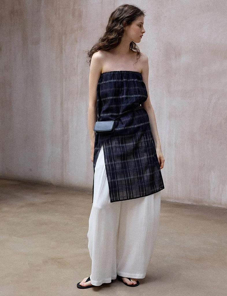 Pixie Market Navy Plaid Tube-Tunic Top-PREORDER 1