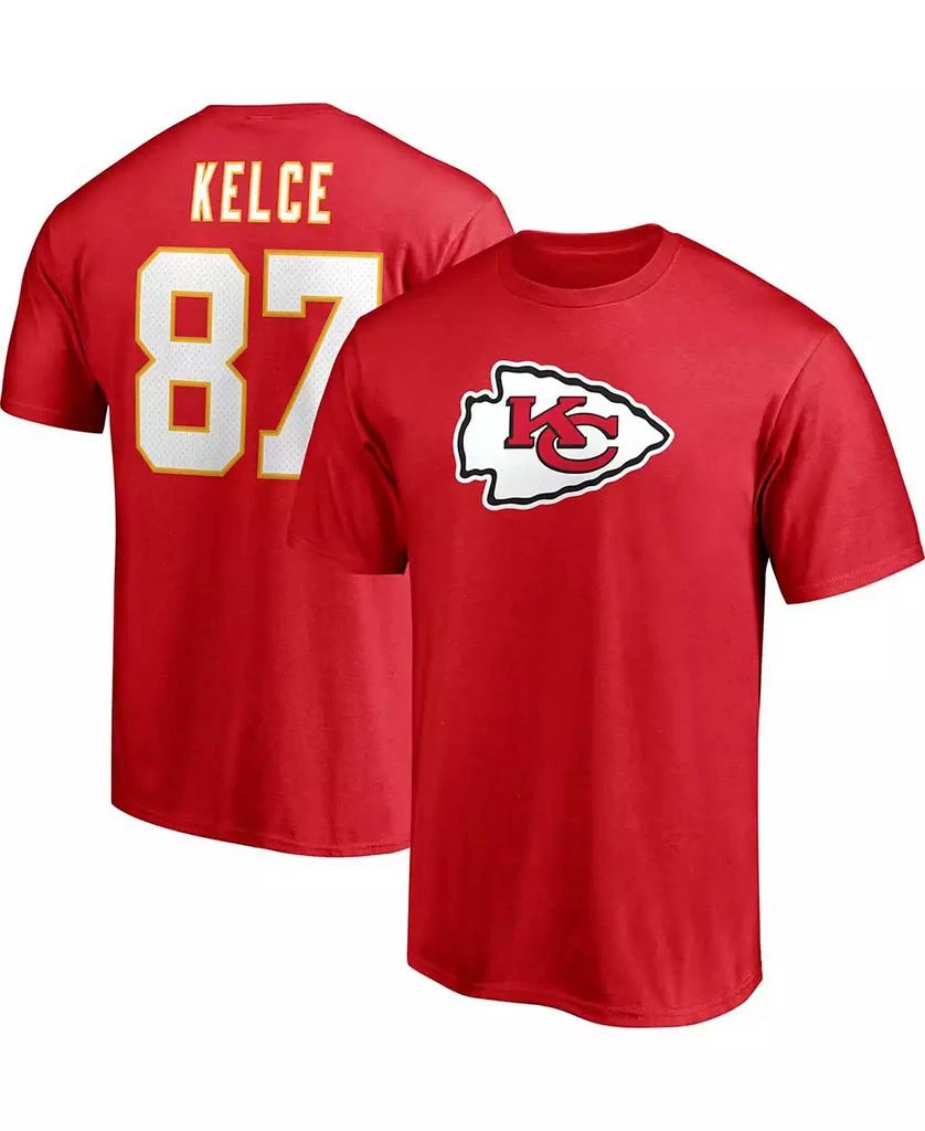 Fanatics Men's Travis Kelce Red Kansas City Chiefs Player Icon Name and Number T-shirt 1