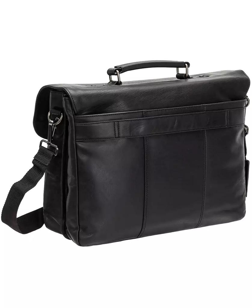 Mancini Leather Goods Men's Buffalo Double Compartment Briefcase for 15.6" Laptop , Tablet