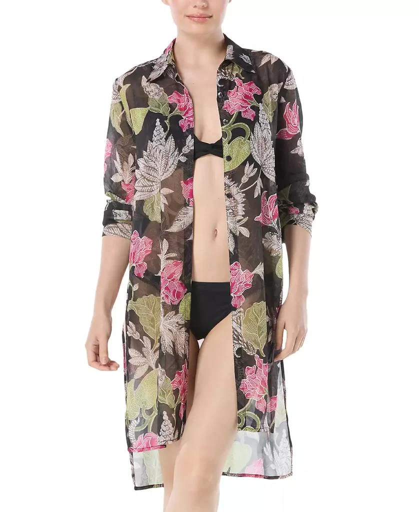 Carmen Marc Valvo Women
s Printed Convertible Shirt Swim Cover-Up 1