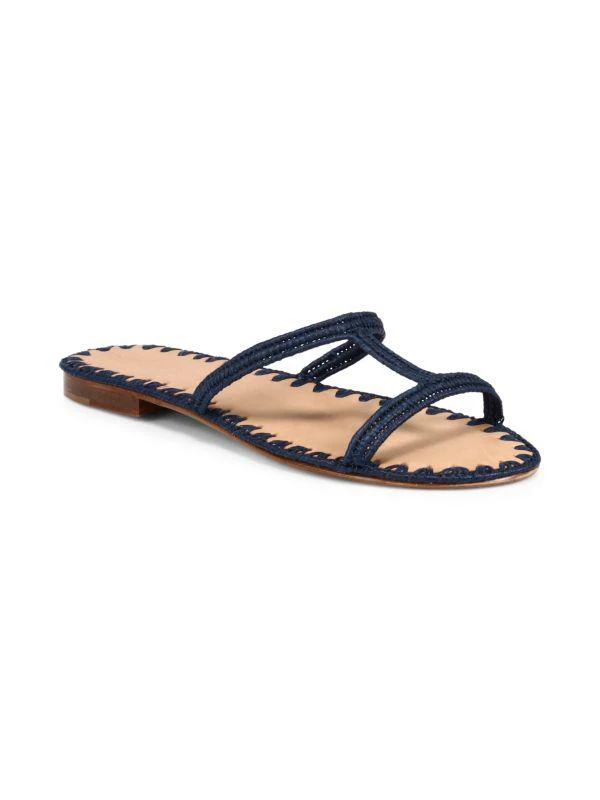 Carrie Forbes Iris Woven Raffia Slide Sandals 2