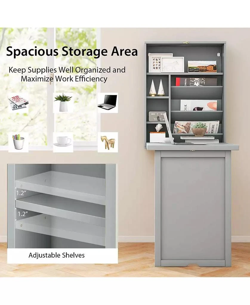 GOUUN Wall-Mounted Fold-Out Convertible Floating Desk Space Saver 6