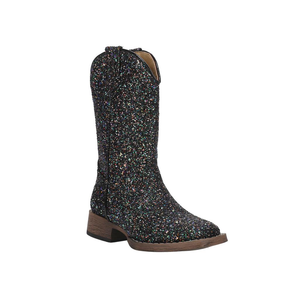 Roper Glitter Galore Square Toe Cowboy Boots (Little Kid-Big Kid)