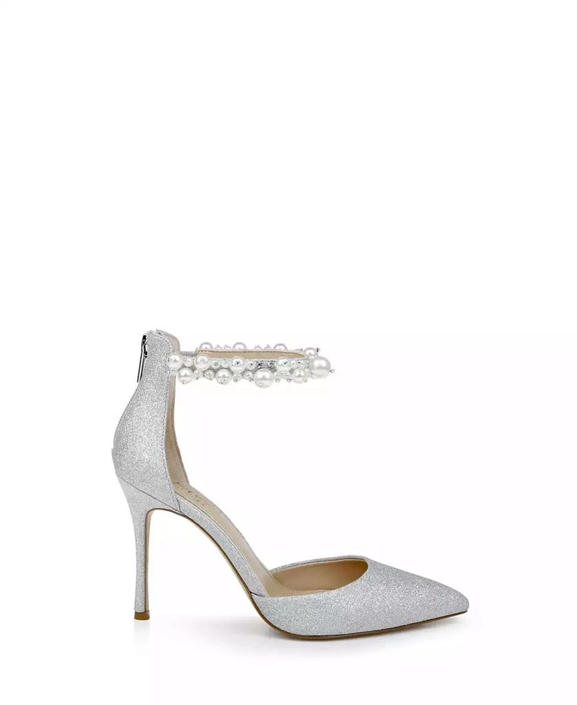 Badgley Mischka Women's Layne Pearl Strap Stiletto Evening Pumps 2
