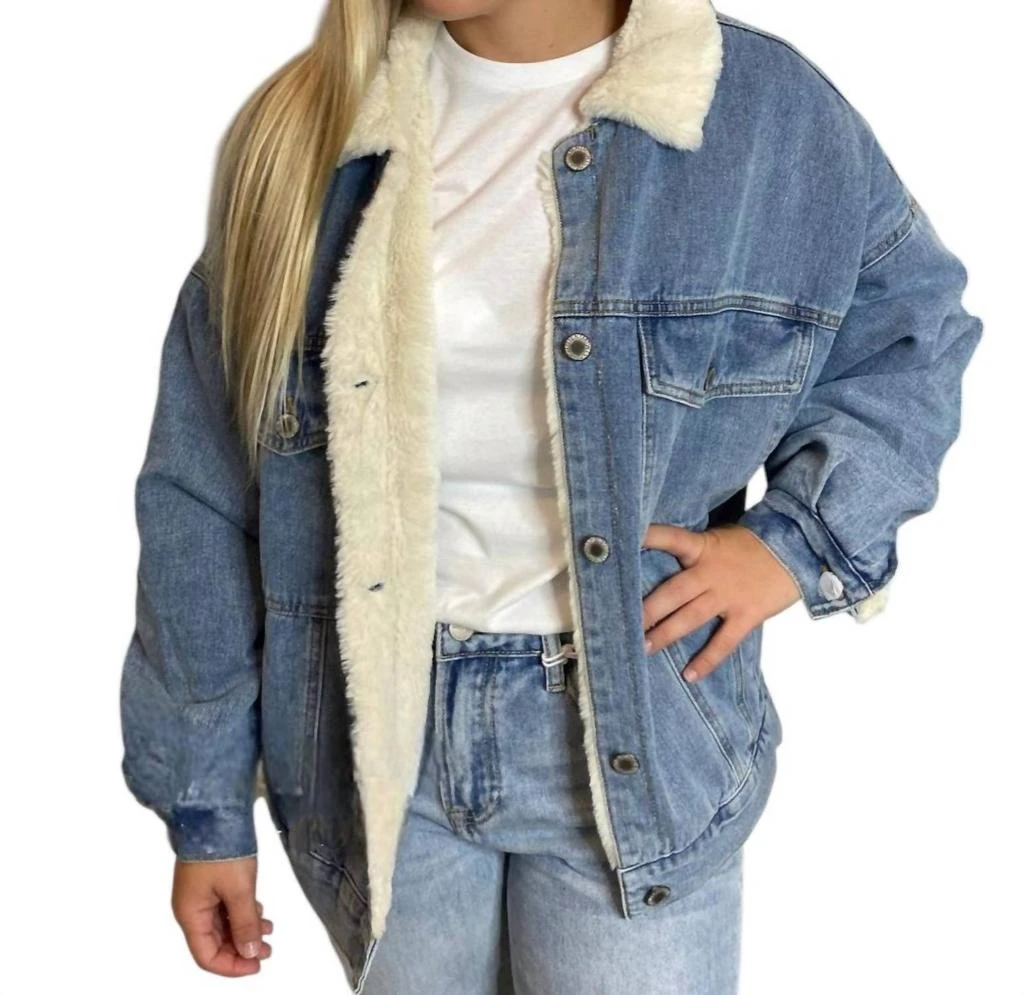 WISHLIST Wishlist - Denim Jacket With Sherpa Lining