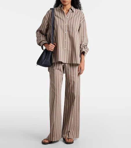 Brunello Cucinelli Striped cotton-blend wide-leg pants 2