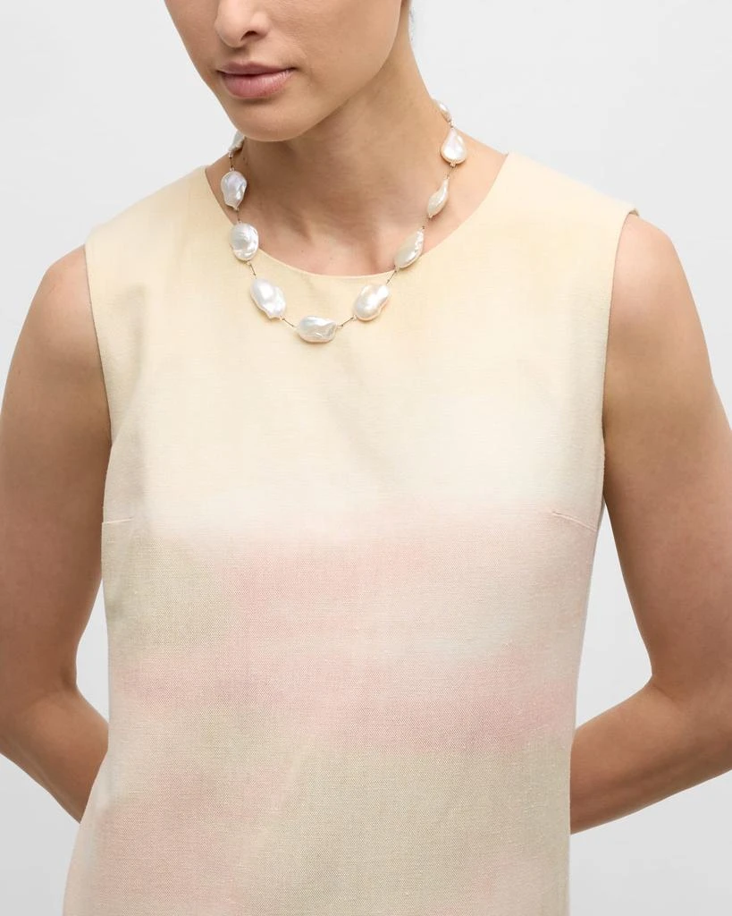 Margo Morrison Large White Freshwater Coin Pearl Necklace with Sterling Silver 5