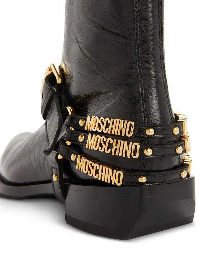 Moschino Women's Logo Harness Ankle Boots 6