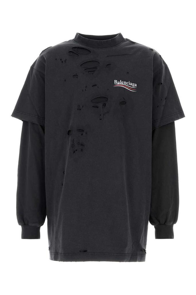 Balenciaga Two-tone Cotton Layered T-shirt - T-Shirts