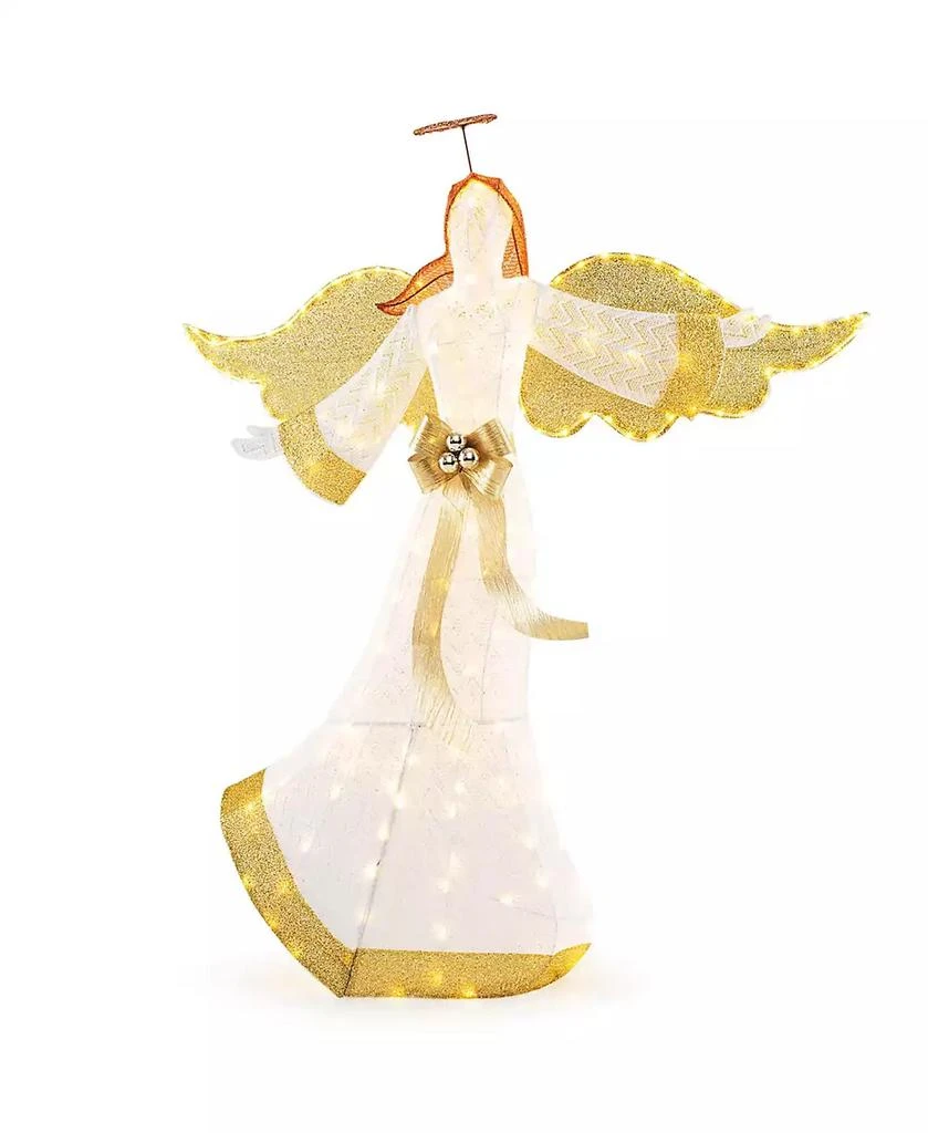 Costway 5.2 FT Lighted Angel with Halo & Bow Zip Ties & Ground Stakes 180 LED Lights 5