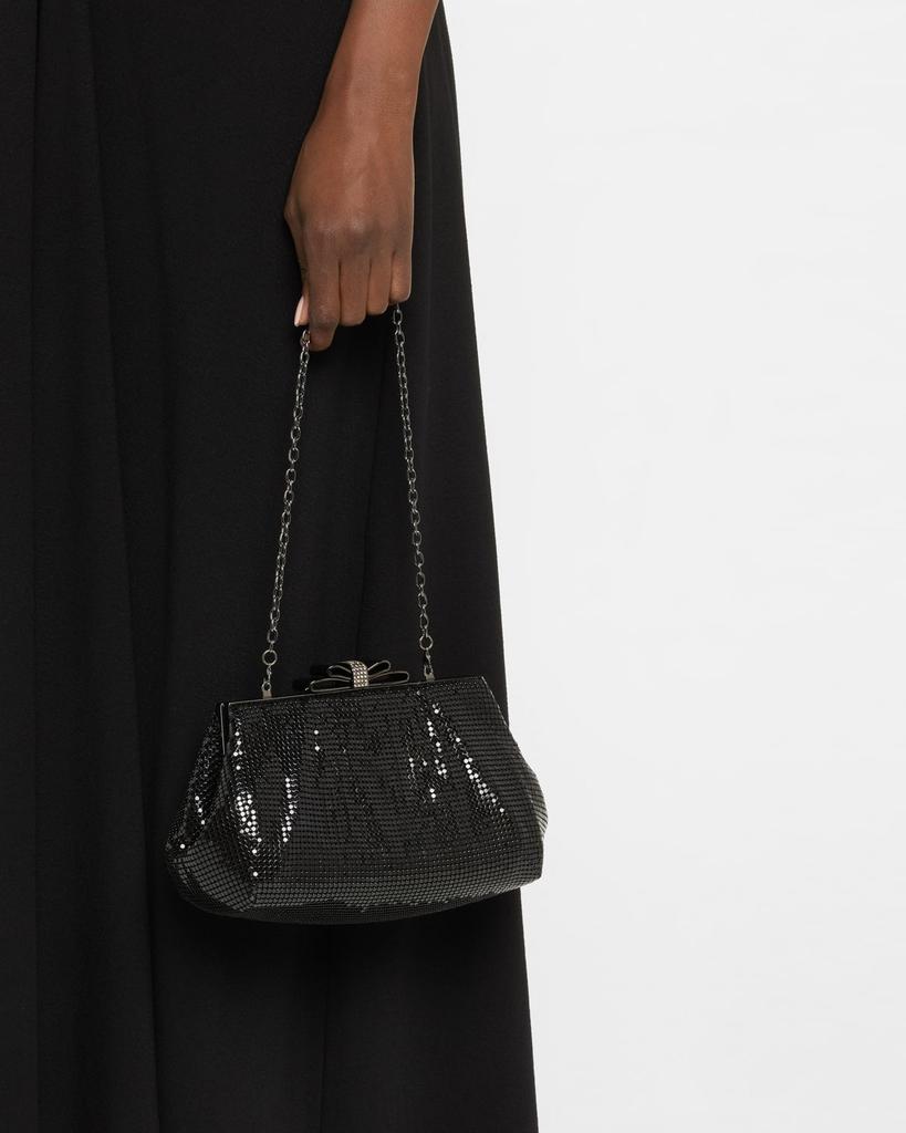 Whiting & Davis Blake Bow Mesh Brass Clutch Bag