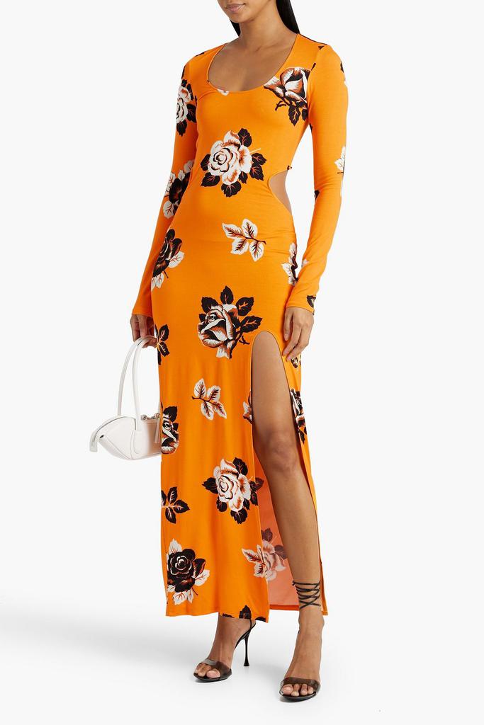 LES RÊVERIES Cutout floral-print jersey maxi dress