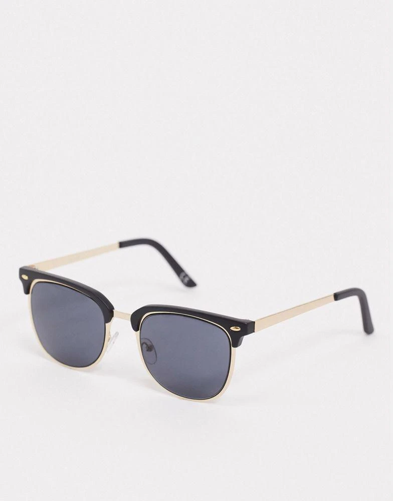 ASOS ASOS DESIGN retro metal sunglasses with smoke lens in gold and black 1