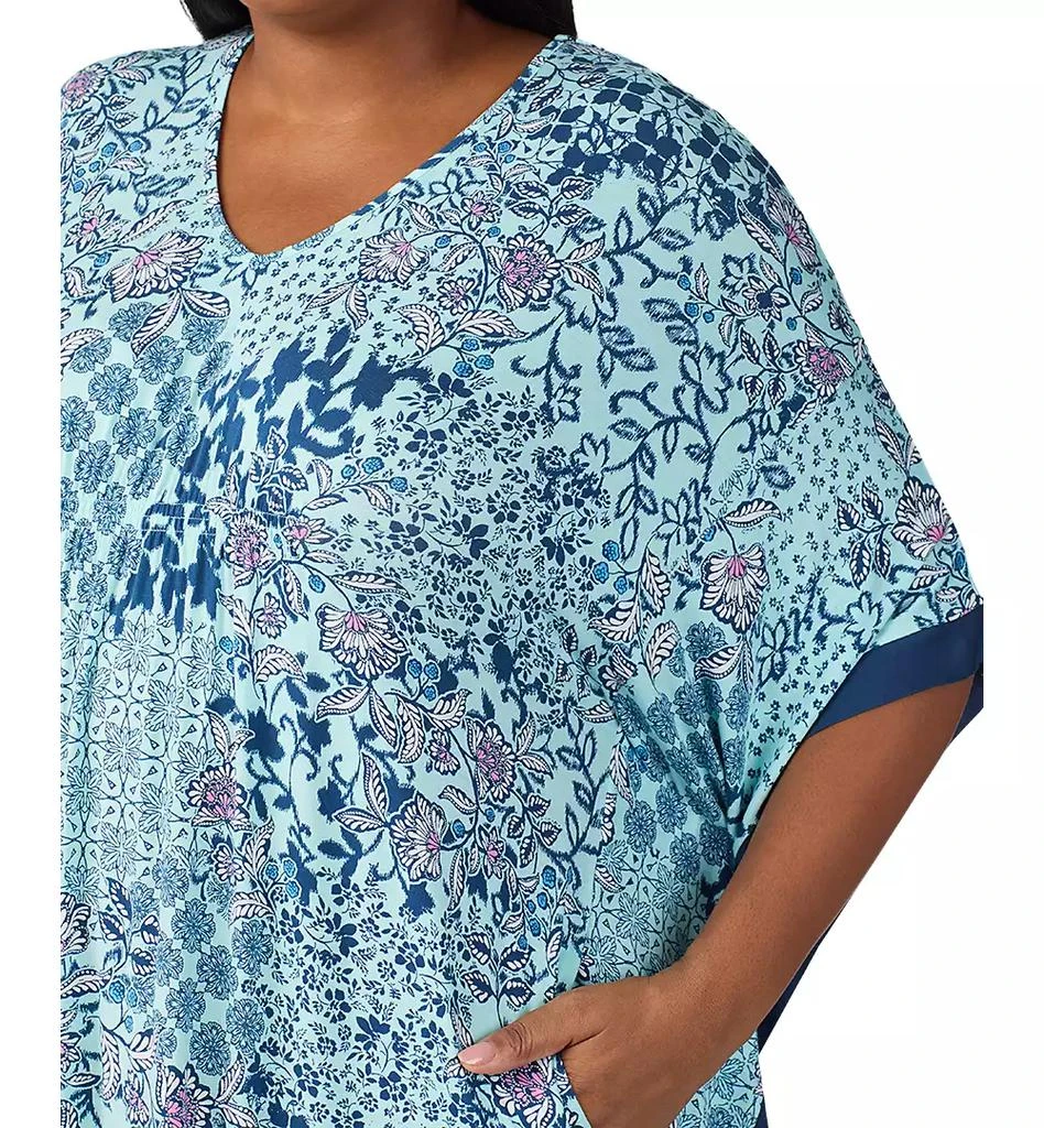 Ellen Tracy Plus Size Printed V-Neck Caftan Nightgown 4