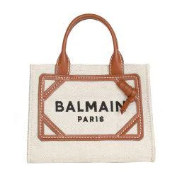 Balmain B-Army mini canvas shopping bag with leather inserts 1
