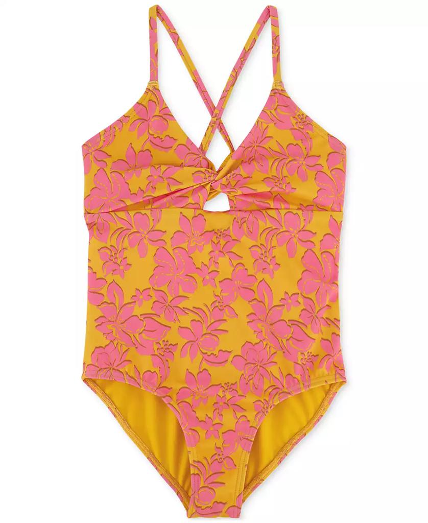Roxy Big Girls Island Time Twist-Front One-Piece Swimsuit