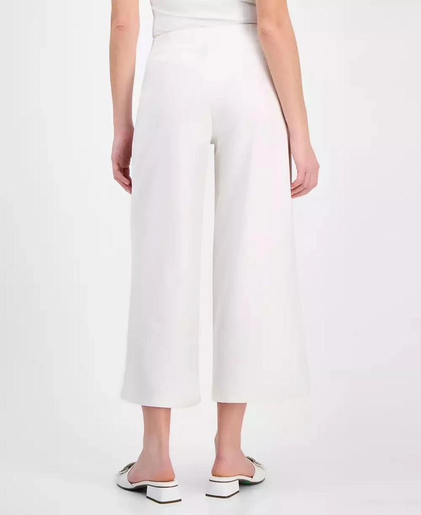 Anne Klein Women's Textured Knit Crepe Pull-On Cropped Palazzo Pants 4