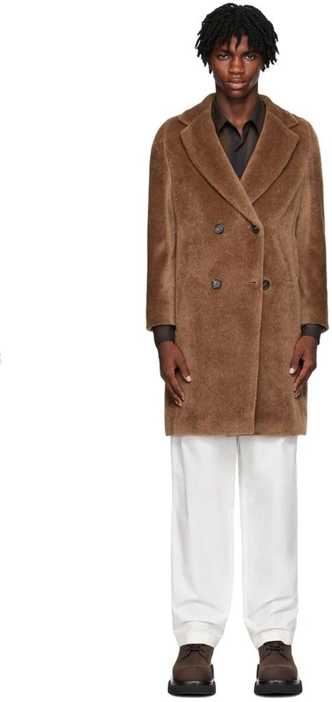 Max Mara Brown Double-Breasted Faux-Fur Coat 1
