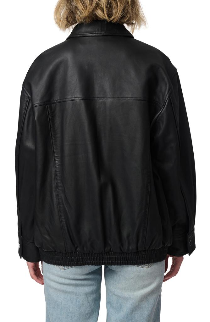 Bernardo Lambskin Leather Longline Bomber Jacket
