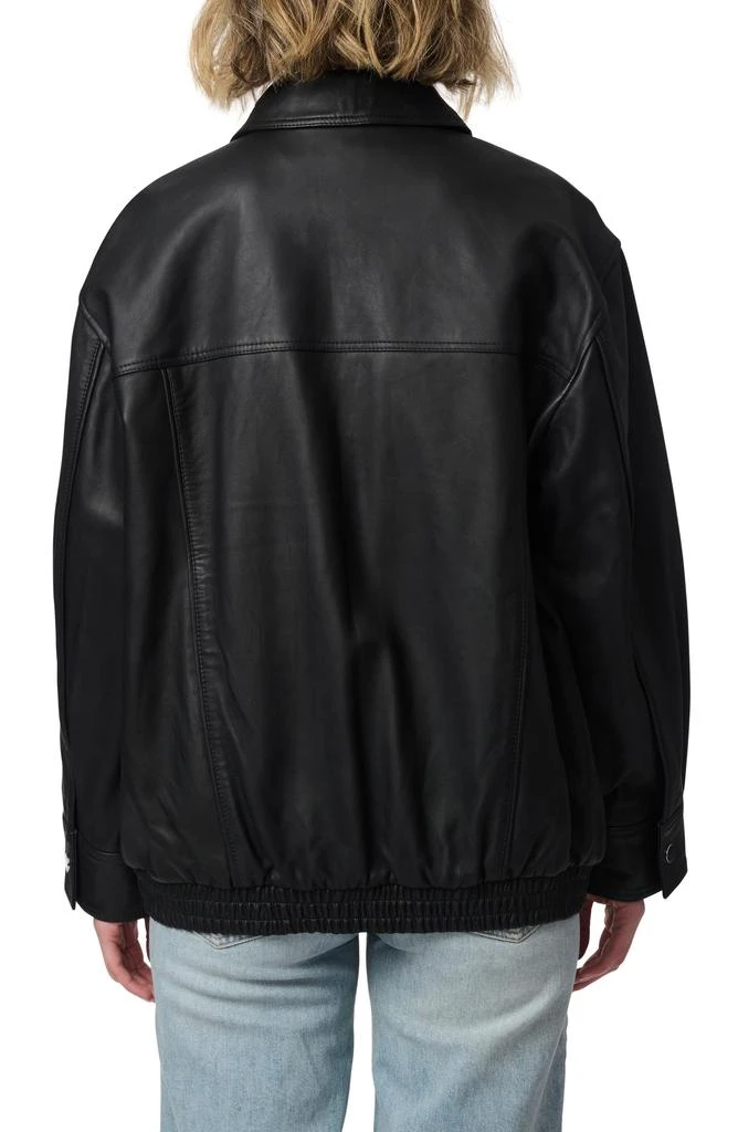 Bernardo Lambskin Leather Longline Bomber Jacket 2