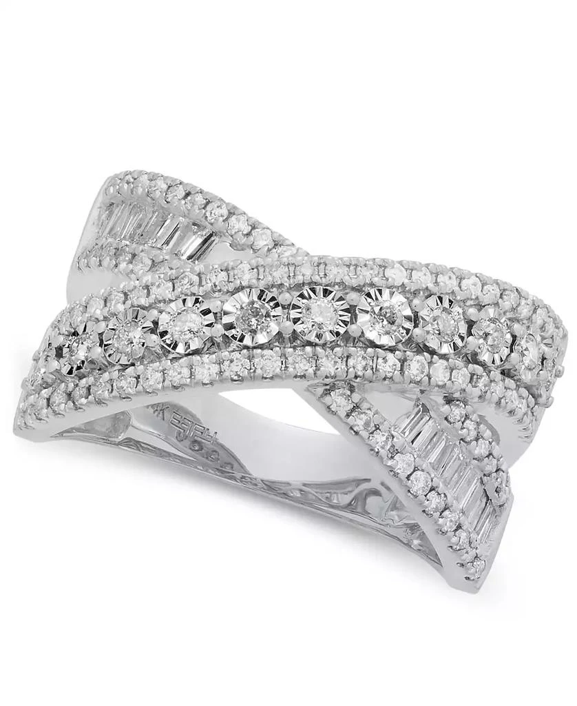 Effy EFFY® Diamond Round & Baguette Crossover Statement Ring in White Gold (3/4 ct. t.w.) (Also available in 14k Gold) 5
