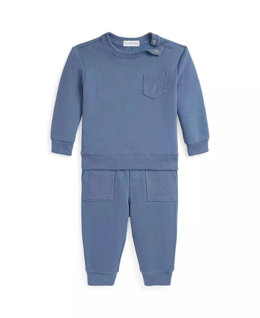 Ralph Lauren Baby Boys Waffle Trim Sweatshirt Jogger Pant Set 1