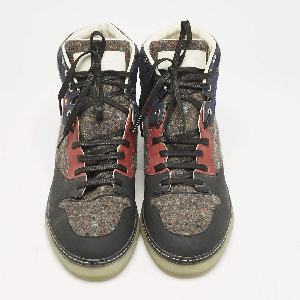 Balenciaga Multicolor Leather and Wool High Top Sneakers