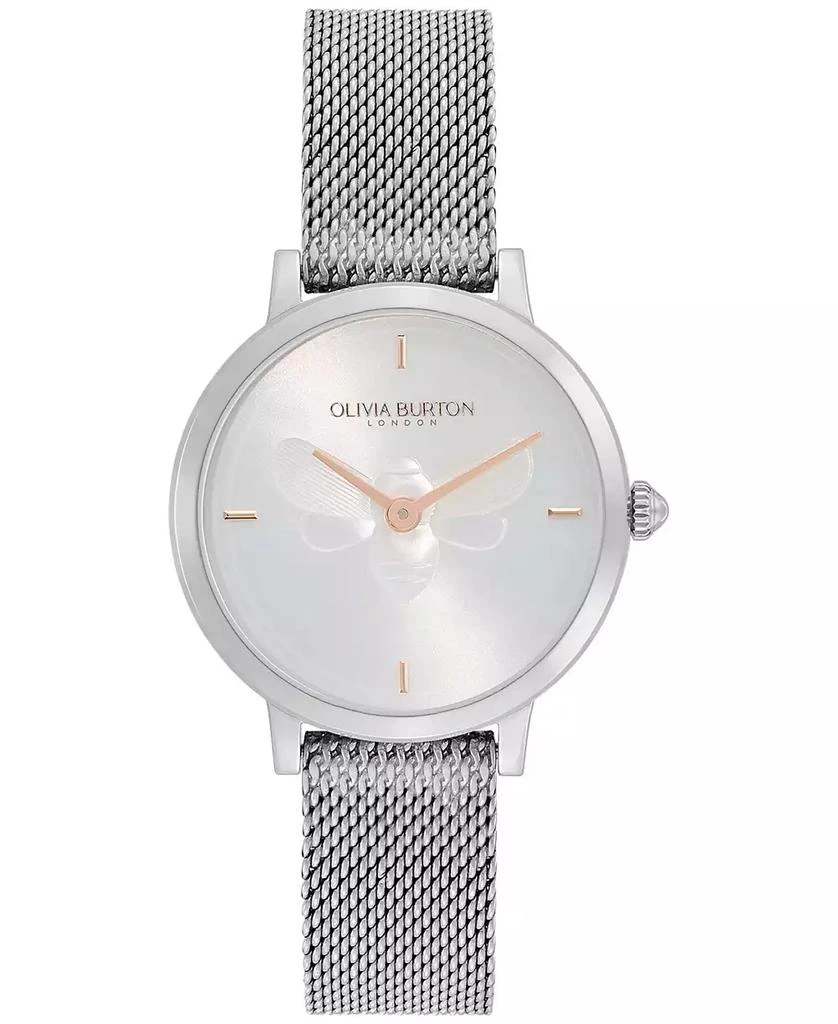 Olivia Burton Women's Ultra Slim Bee Silver-Tone Stainless Steel Watch 28mm 1