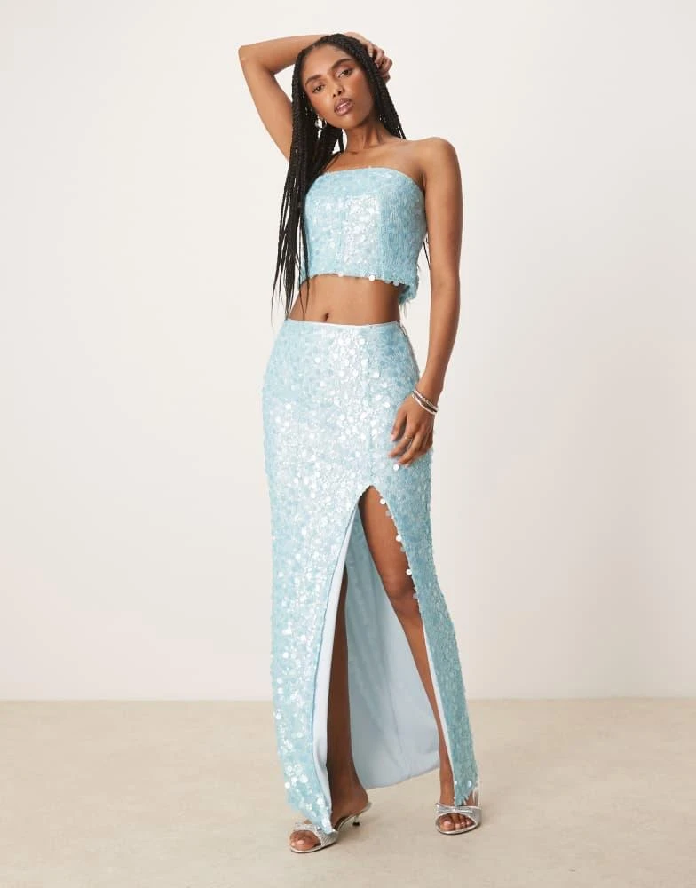 Amy Lynn Amy Lynn disc sequin maxi skirt co-ord in aqua blue - Dresses &  Skirts - Free Shipping - BeyondStyle