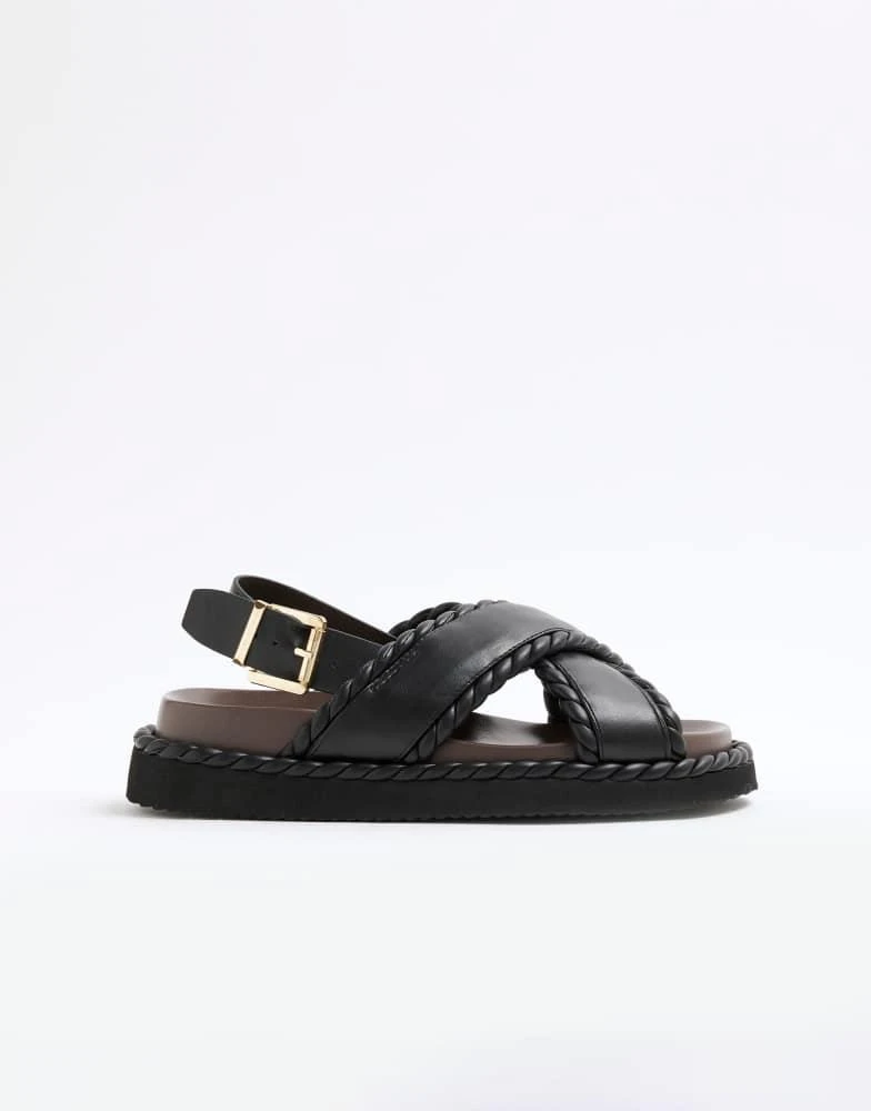 River Island River Island Cross strap chunky sandals in black 3