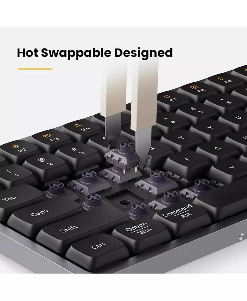 Lofree Flow Low-Profile Mechanical Keyboard, 100 Keys Rechargeable Wireless, Bluetooth 
Wired, White Ghost Linear Switches for Windows, Mac 6