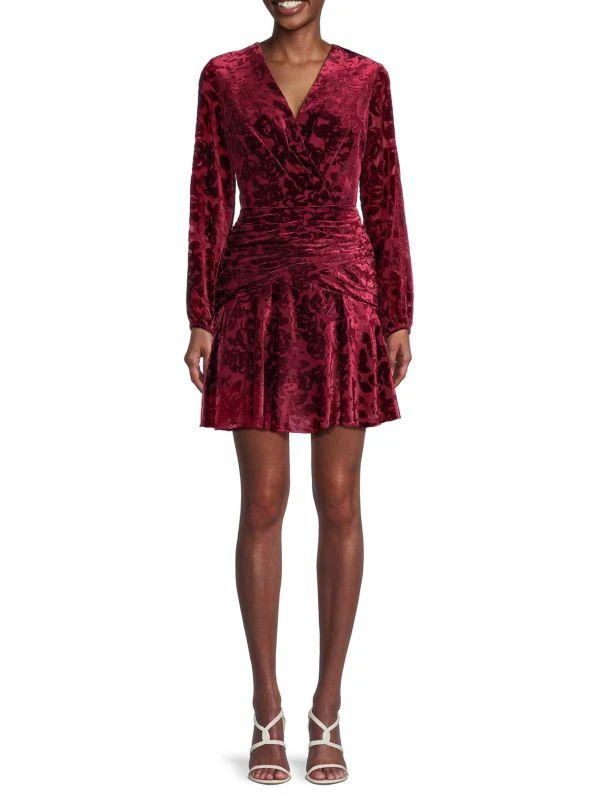 BCBG Floral Burnout Velvet Mini Dress 1