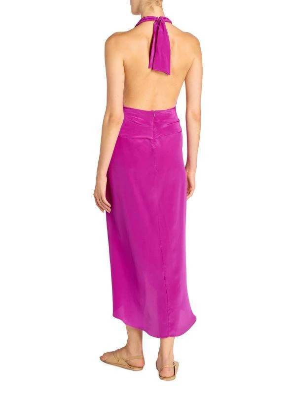 sachin and babi light blue dress Navy Satin Halter Maxi Dress  Mint Velvet