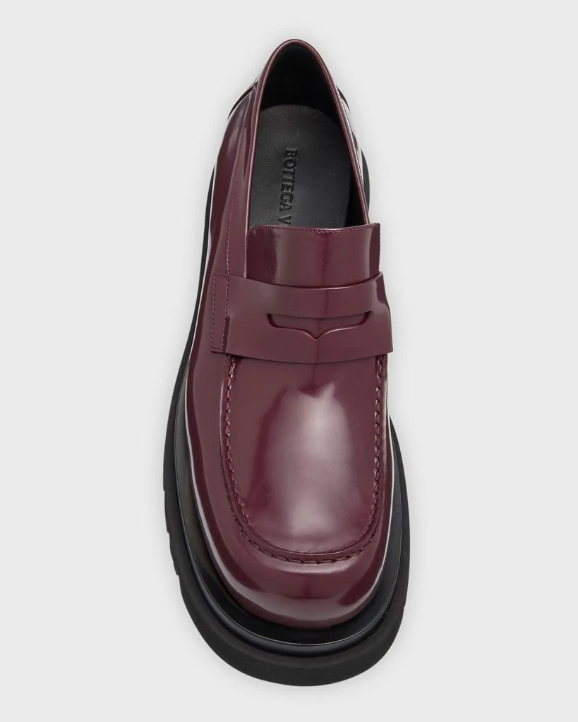 Bottega Veneta Men's Chunky Lug Glossy Leather Penny Loafers 4