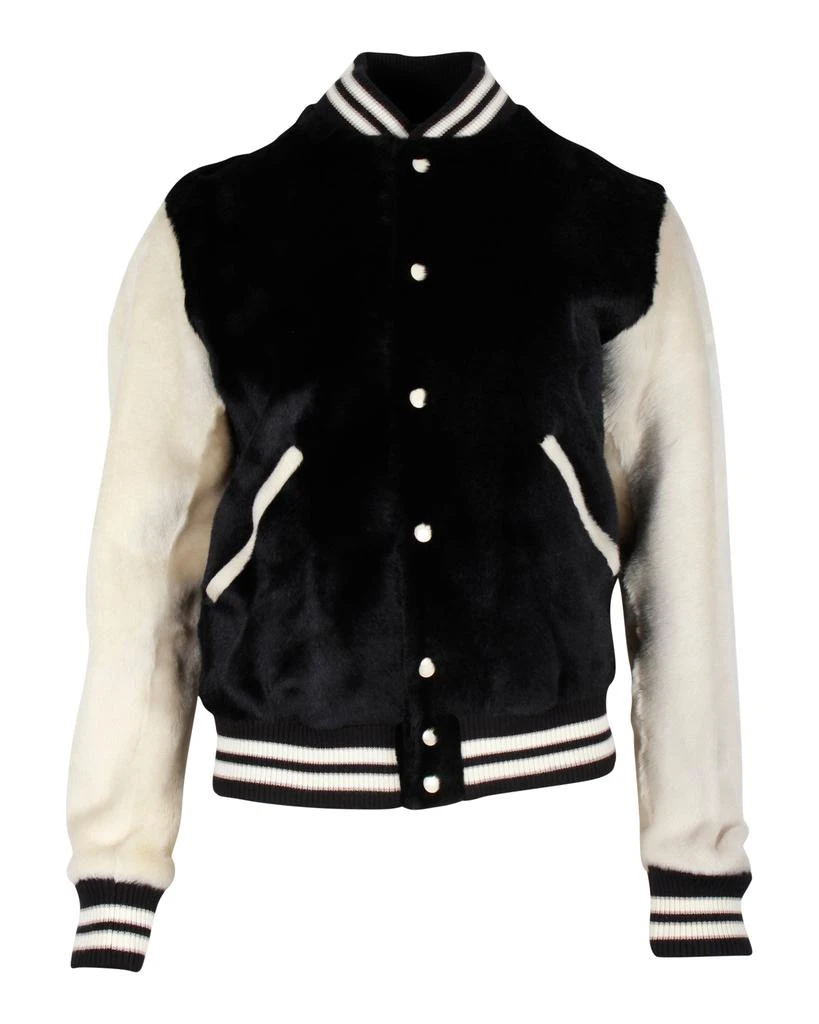 Yves Saint Laurent Classic Letterman Jacket in Black Virgin Wool 1