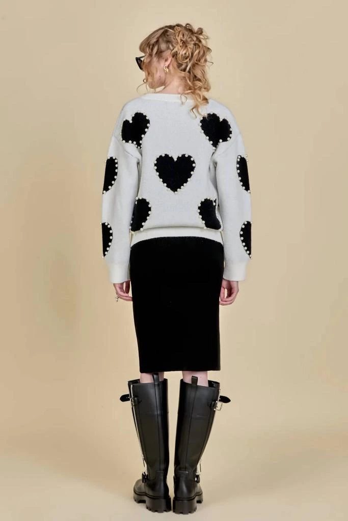 English Factory Long-Sleeve Heart Sweater In Black Multi 2