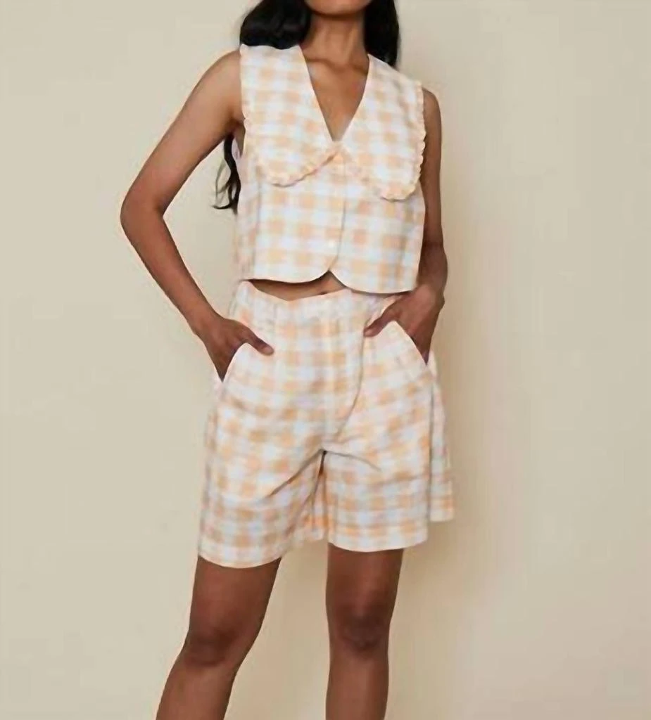 Rachel Antonoff Georgia Top In Apricot Tablecloth 1