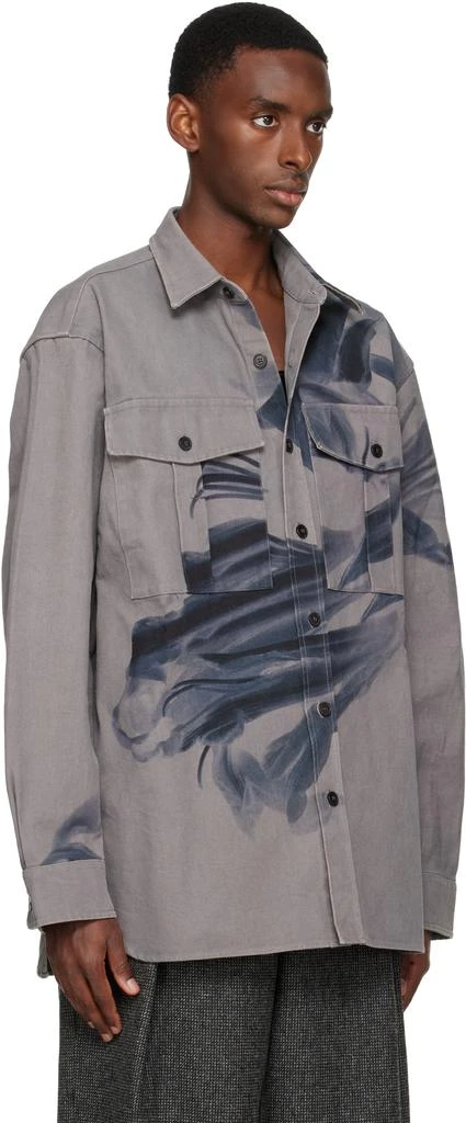 Dries Van Noten Gray Oversized Cotton Shirt 2
