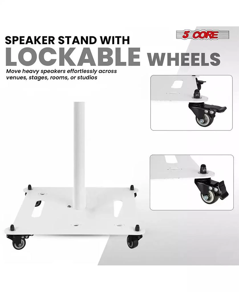 5 Core Speaker Stand 2Pc Heavy Duty Adjustable Height 61" DJ PA Stands 35mm Mount 100Lb Capacity 6