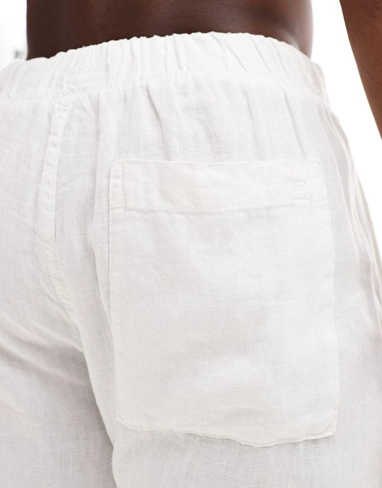 Pull&Bear Pull&Bear 100% linen trouser in white 2