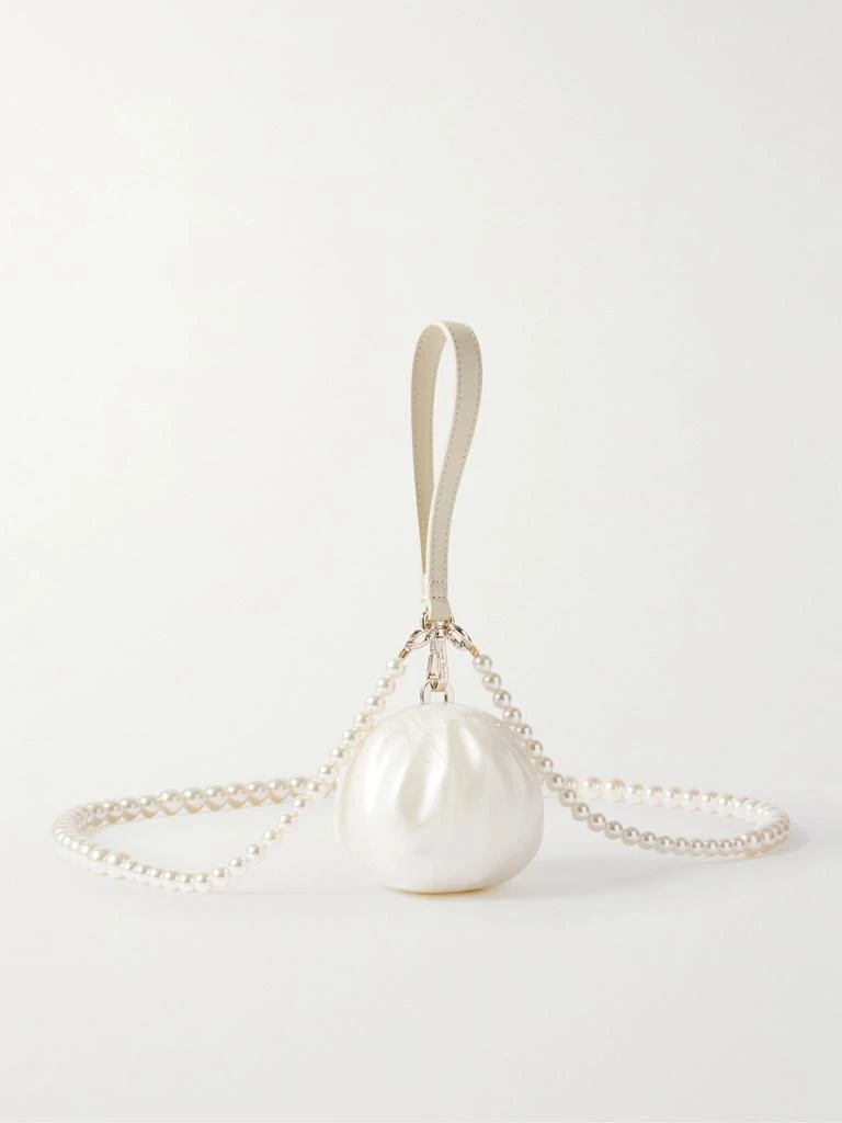 Simone Rocha Egg Dumpling Faux Pearl-embellished Leather-trimmed Acrylic Clutch