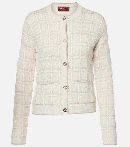 Gucci Checked lamé wool-blend jacquard blazer 1