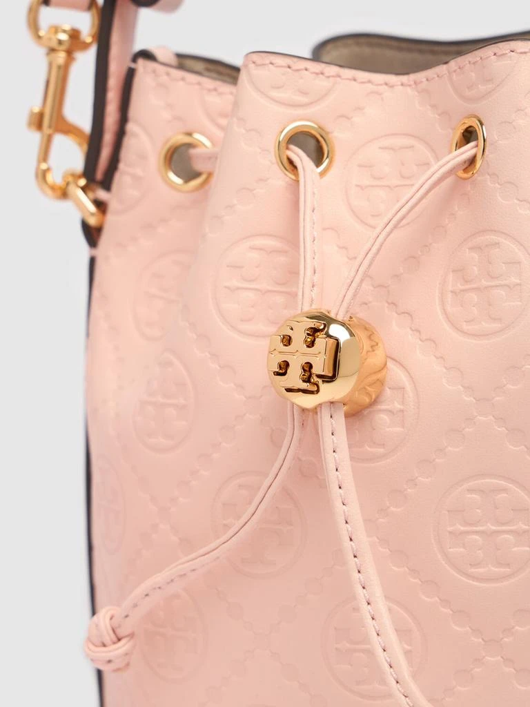 TORY BURCH Mini T Monogram Leather Bucket Bag 4