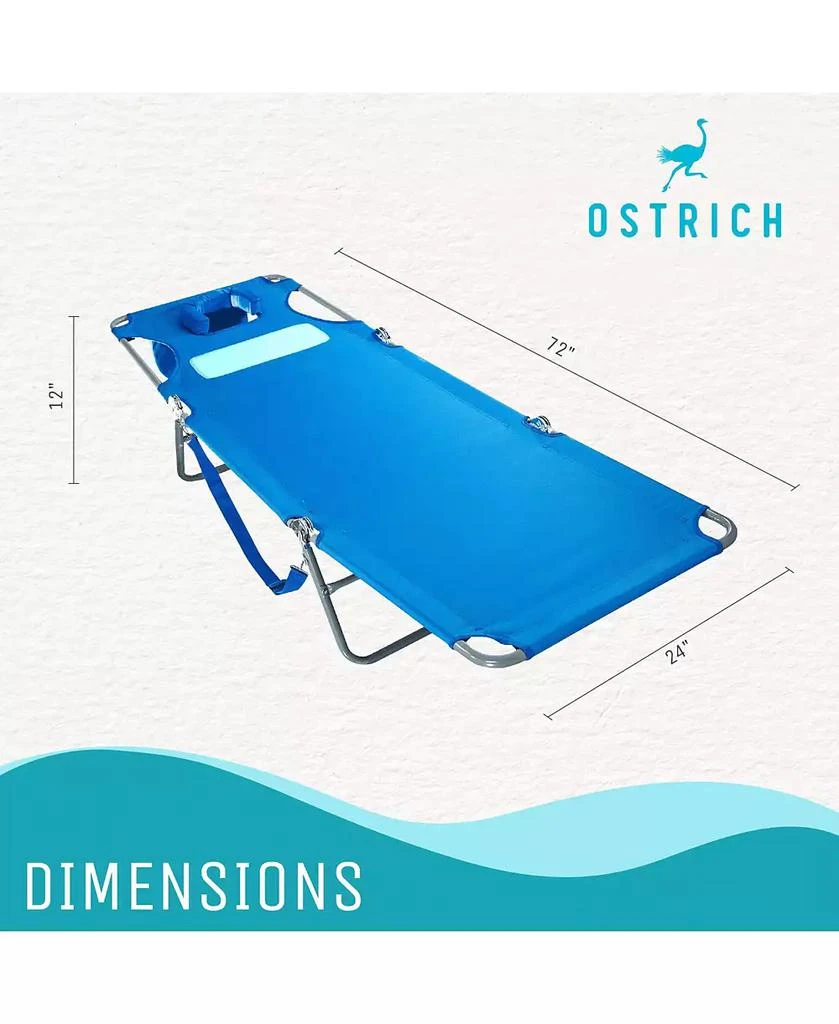 Ostrich Ladies Comfort Lounger, Beach Camping Pool Tanning Chair, Ocean Blue 6