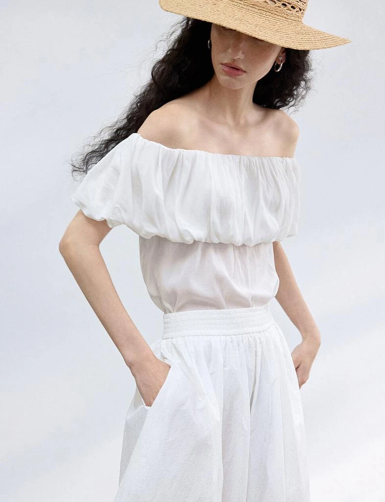 Pixie Market White Off-the-Shoulder Scrunchie Top-PREORDER 7
