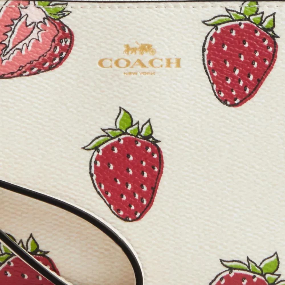 Coach Corner Zip Wristlet With Strawberry Print 4