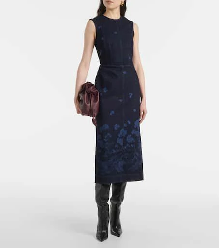 Erdem Floral denim midi dress 2