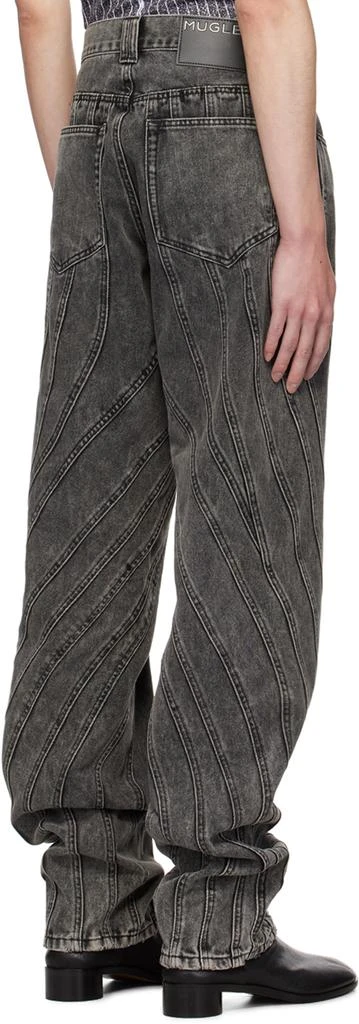 Mugler Black Washed Spiral Baggy Jeans 3