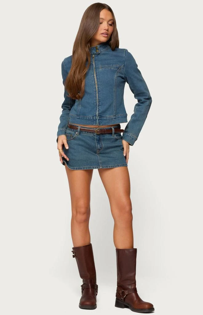Edikted Josiee Stretchy Denim Moto Jacket 4